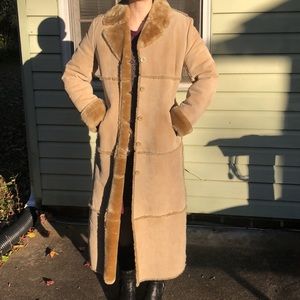 Vintage suede full length coat